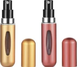 Merkloos Hervulbare Parfumflesjes - Goud + Rood- 5ML - Verstuiver - Navulbaar