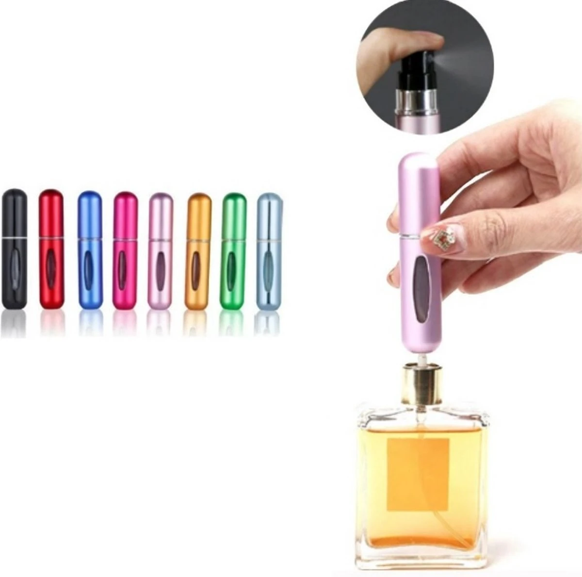 Merkloos Mini Hervulbare Parfum Fles – Spray – Draagbare Fles – Verstuiver Fles Reizen - 2pack Zwart En Roos 2 Merkloos Mini Hervulbare Parfum Fles – Spray – Draagbare Fles – Verstuiver Fles Reizen - 2pack Zwart En Roos - Afbeelding 2