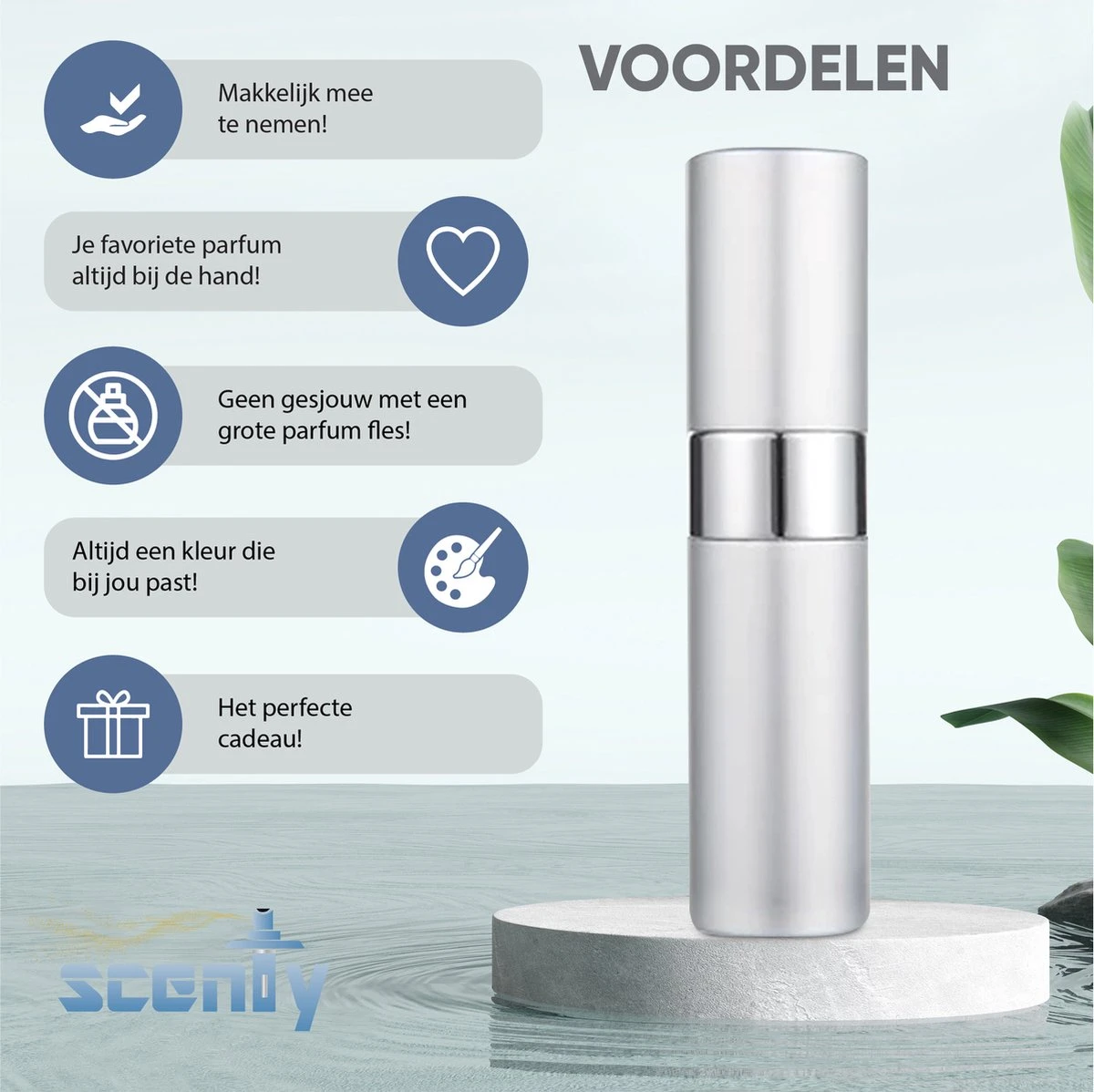 Scenty - Parfum Verstuiver Navulbaar - Mini Parfum Flesje - Reisflesje - Zilver 2 Scenty - Parfum Verstuiver Navulbaar - Mini Parfum Flesje - Reisflesje - Zilver - Afbeelding 2