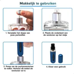 MaxedMore Navulbare Parfumverstuiver 5ml Blauw - 65 Keer Spraybare Parfum Verstuiver - Hervulbaar Tasverstuiver Voor Parfum - Meeneem Mini Geur Flesje Voor Op Reis - Lipstick Formaat Navulbaar Parfumflesje -Parfum Winkel 1200x1200 463